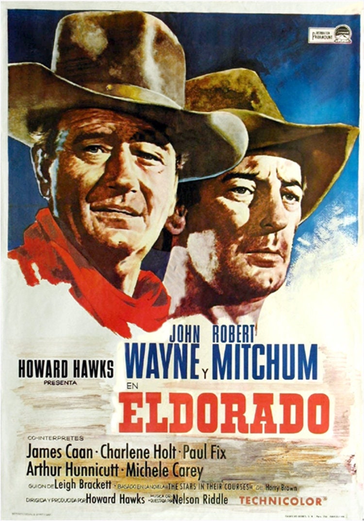 El Dorado (1966) John Wayne Robert Mitchum poster del film western di culto  ristampa 18x12 pollici circa.