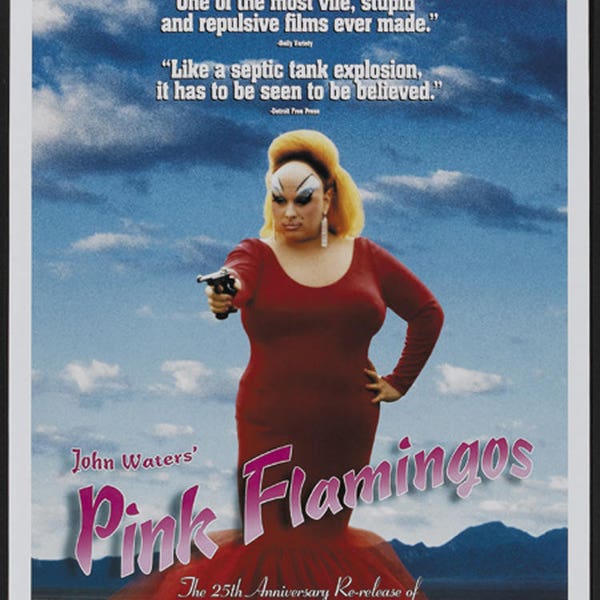 Pink Flamingos John Waters horror movie poster reprint 18x12 inches approx.