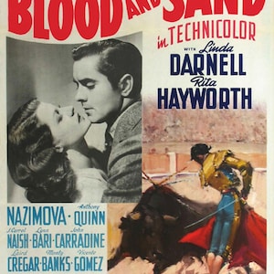 Blood and sand Tyrone Power 1941 movie poster reprint 18x12 inches approx.