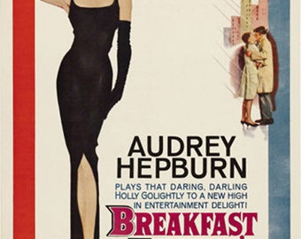 Breakfast at Tiffany's (1961) Audrey Hepburn cult Movie poster reprint 18x12 inches approx.