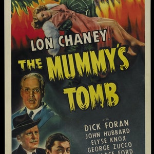 The Mummy&#39;s tomb Lon Chaney Jr (1942) Cult Horror movie poster reprint 18x12 inches approx.