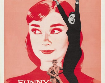 面白い顔のオードリー・ヘプバーン 1957 年ヴィンテージ映画ポスター