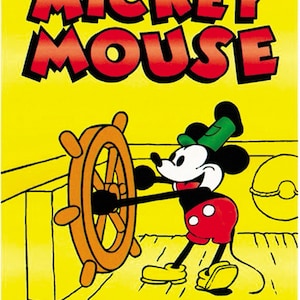 Steamboat Willie (1928) Mickey Mouse Disney cartoon poster print 18x12 inches approx.