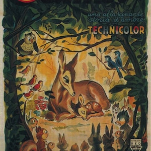 バンビ (1942) ディズニー漫画映画ポスター復刻版 約18x12インチ