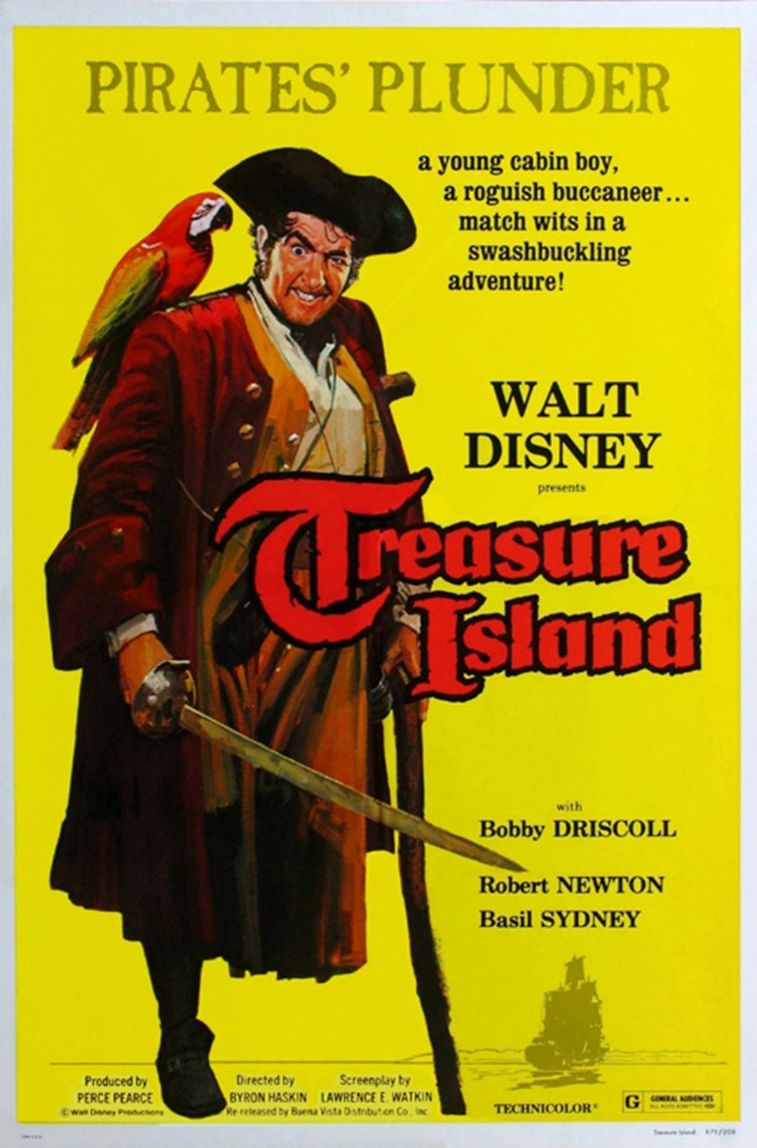 Treasure Island (1937) Bobby Driscoll Vintage Movie Poster Reprint