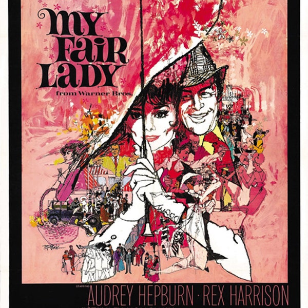 My Fair Lady (1964) Audrey Hepburn Rex Harrison movie poster reprint 24x36 inches