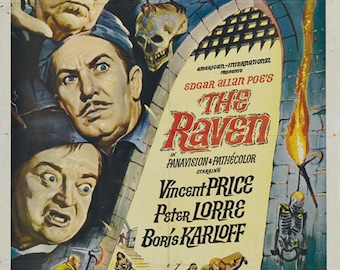 The Raven (1963) Boris Karloff Vincent Price Jack Nicholson movie poster reprint 18x12 inches approx.