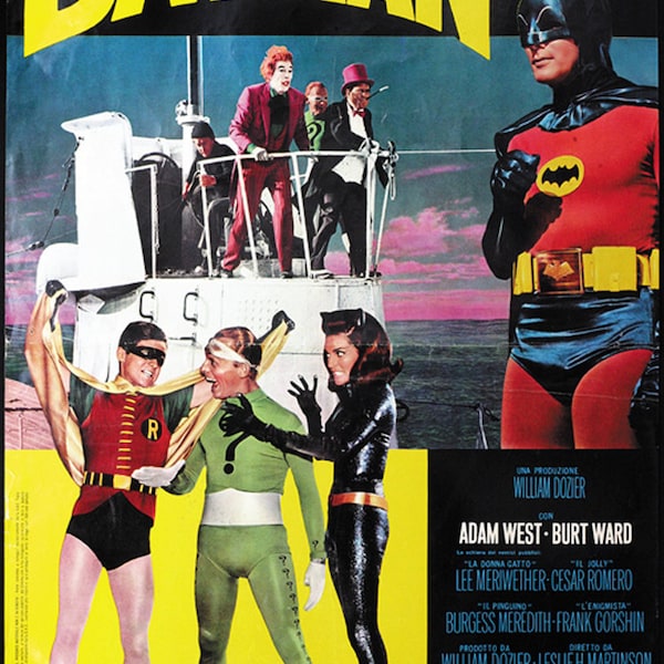 Batman (1966) Adam West Burt Ward cult movie poster reprint 18x12 inches approx.