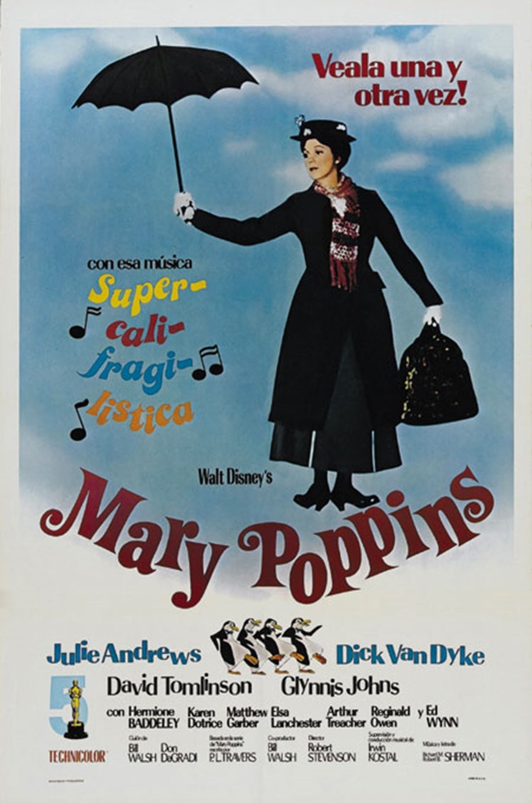 Mary Poppins 1964 Julie Andrews Dick Van Dike Affiche du film Disney reimpression 18x12 pouces environ. 3 Etsy France