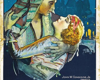 The son of the Sheik 1926 Rudolph Valentino movie poster reprint 18x12 inches approx.