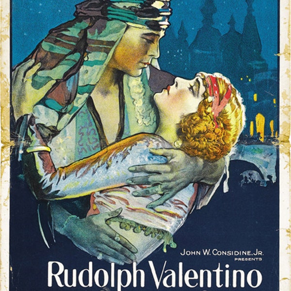 The son of the Sheik 1926 Rudolph Valentino movie poster reprint 18x12 inches approx.