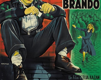 Na nabrzeżach (1954) kultowy plakat filmowy Marlona Brando, wznowienie, ok. 18x12 cali.