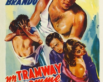 マーロン・ブランド、白いTシャツを着たハンサムな俳優、『欲望という