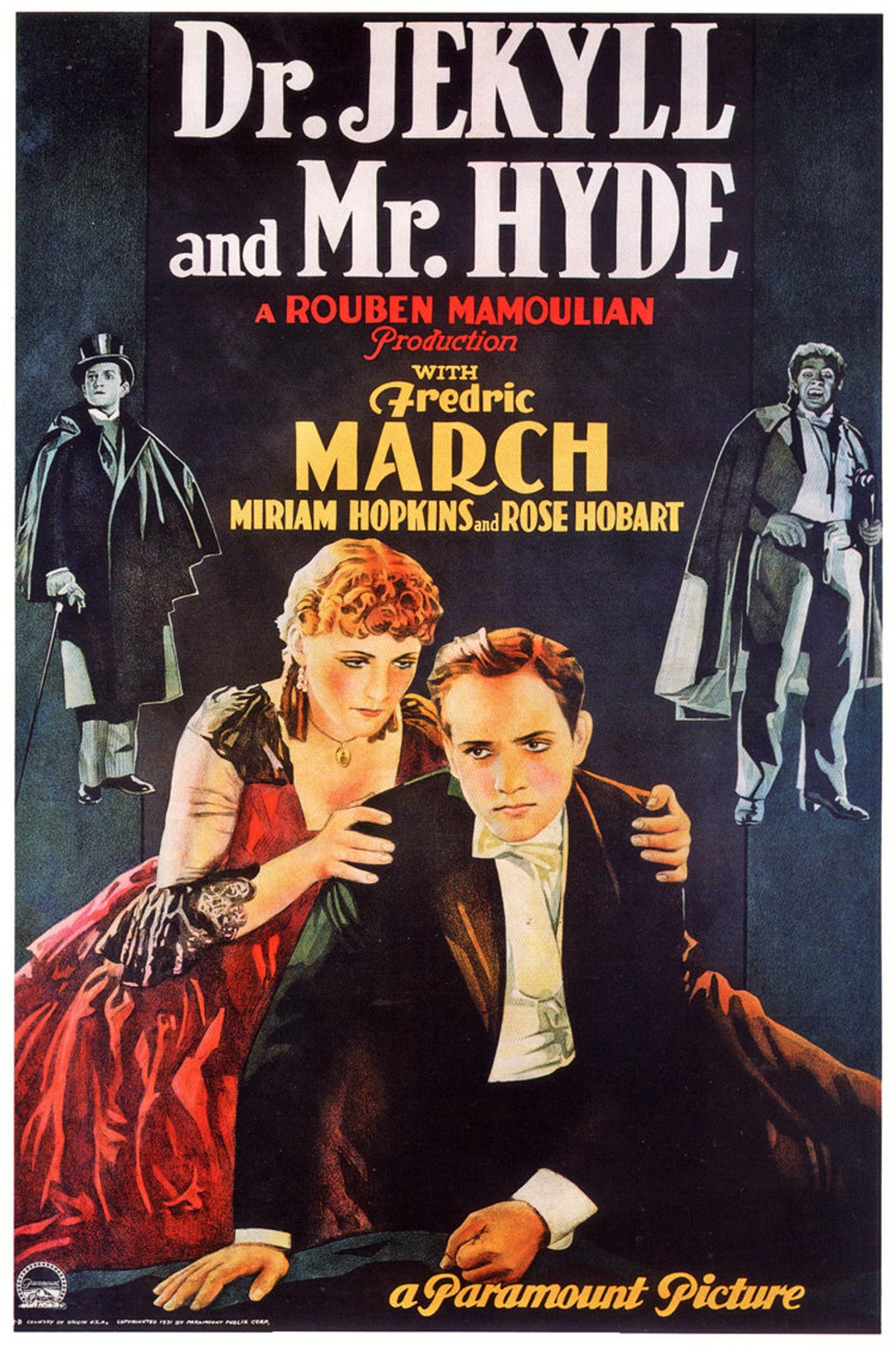 Dr. Jekyll and Mr. Hyde 1931 Fredric March Horror Movie Poster