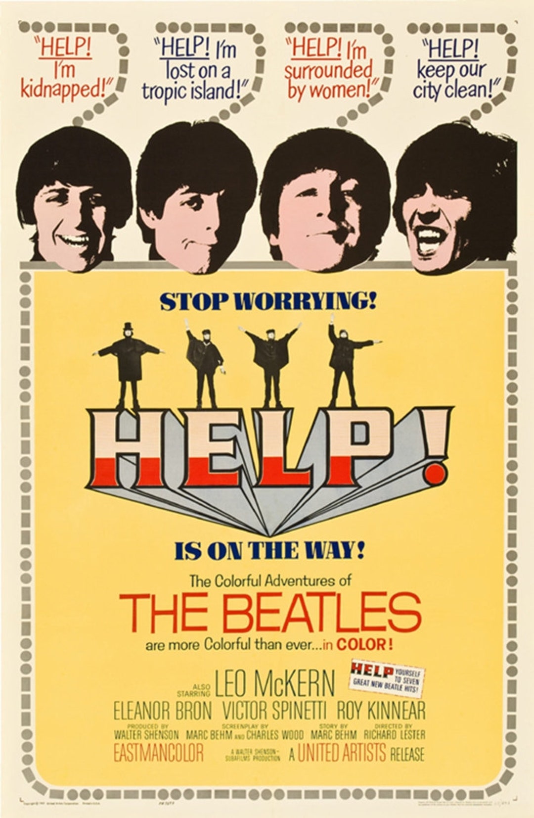 Help 1965 the Beatles Cult Movie Poster Reprint 18x12 Inches