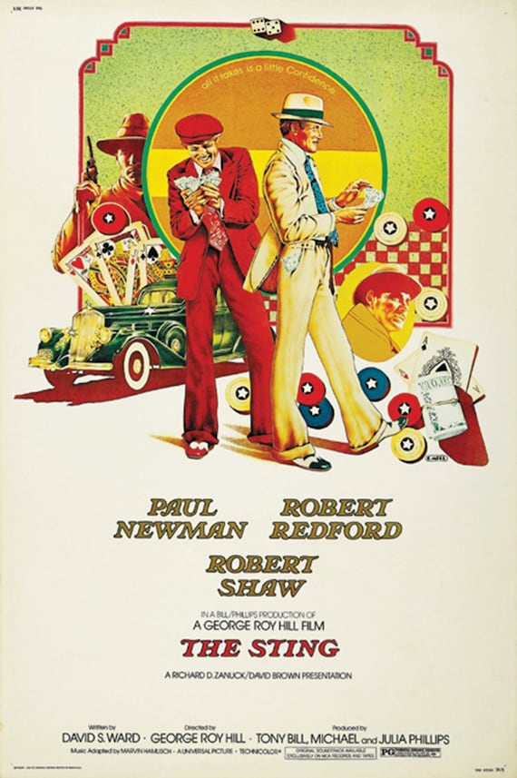 The Sting Robert Redford Paul Newman 1973 Cult Movie Poster Etsy UK