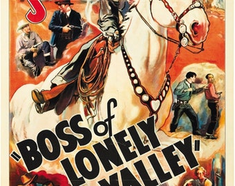 Boss of Lonely Valley (1937) Buck Jones Cult Western movie poster reprint 24x36 inches