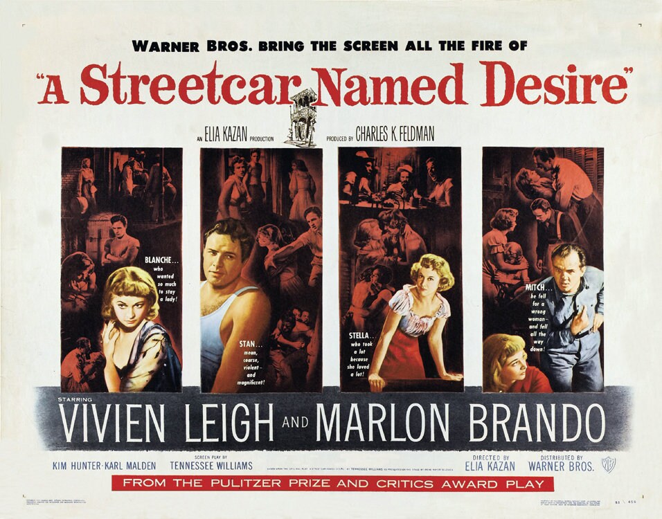 Un tram chiamato desiderio (1951) locandina del film Marlon Brando ristampa 18x24 pollici