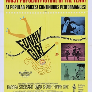 Funny girl (1968) Barbara Streisand cult movie poster reprint 18x12 inches approx.