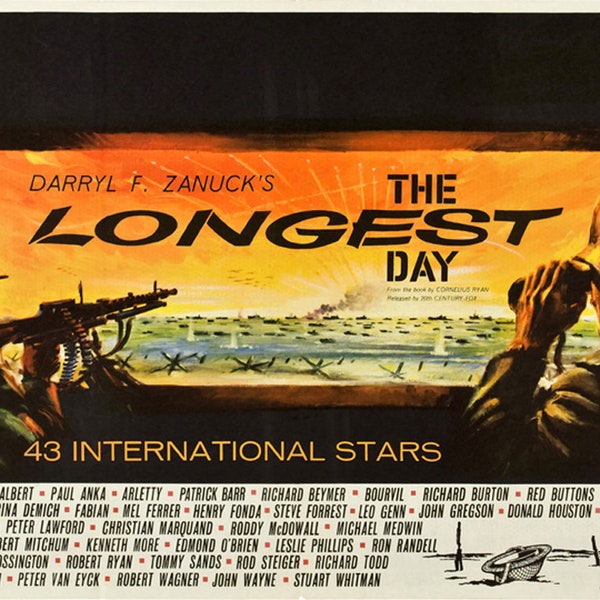 The Longest Day 1962 John Wayne cult movie poster reprint 12.5 x 19 inches