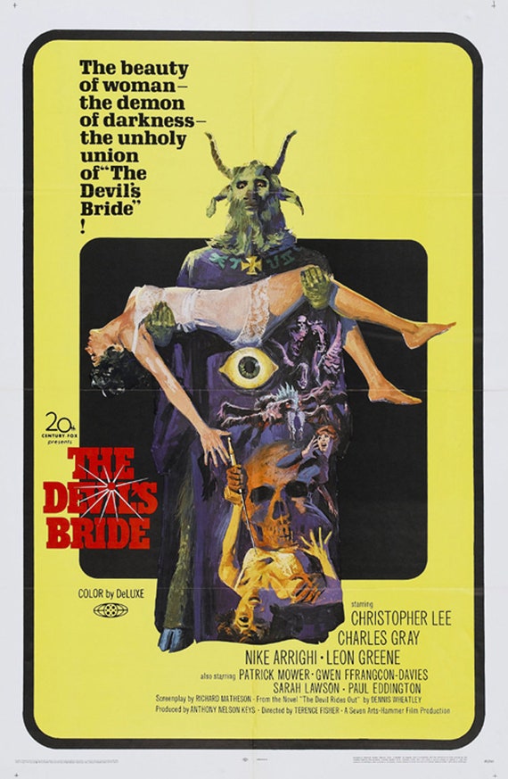 悪魔の花嫁 1968年 クリストファー・リー ホラー映画ポスター復刻版 約