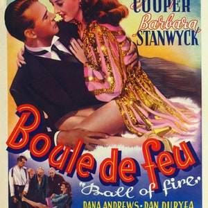 Ball of fire 1941 Gary Cooper Barbara Stanwyck movie poster reprint 18x12 inches approx.