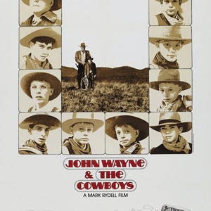 John Wayne and The Cowboys (1972) movie poster reprint 18x12 inches approx.