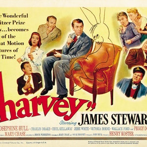 Harvey James  Stewart 1950 cult movie poster reprint 18x12 inches approx.