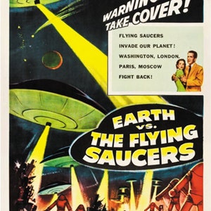 Earth vs the flying saucers (1956) cult Sci-Fi movie poster reprint 18x12 inches approx.