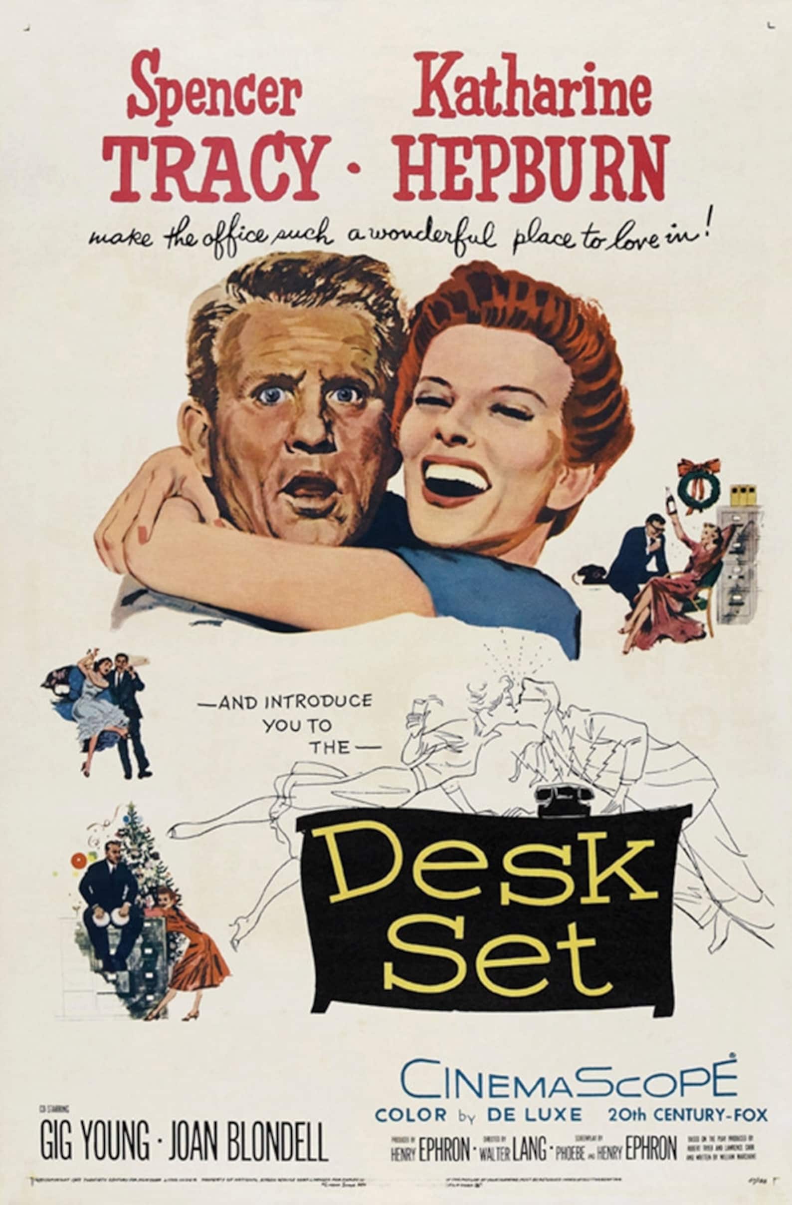 Desk Set 1957 Spencer Tracy Katharine Hepburn Movie Poster Reprint