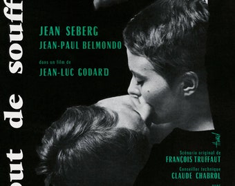 Breathless - A Bout de Souffle 1960 Jean-Luc Godard movie poster reprint 24x32 inches