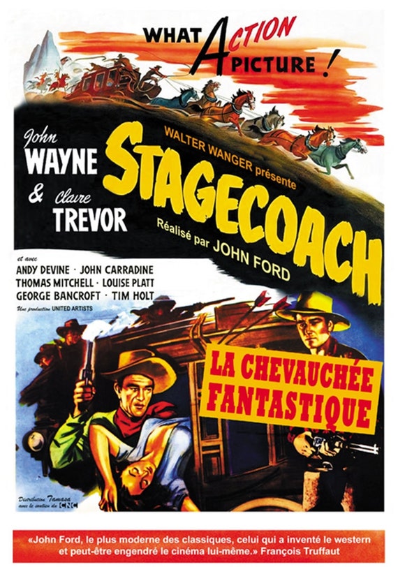Stagecoach (1939) John Wayne Claire Trevor Movie Poster Reprint