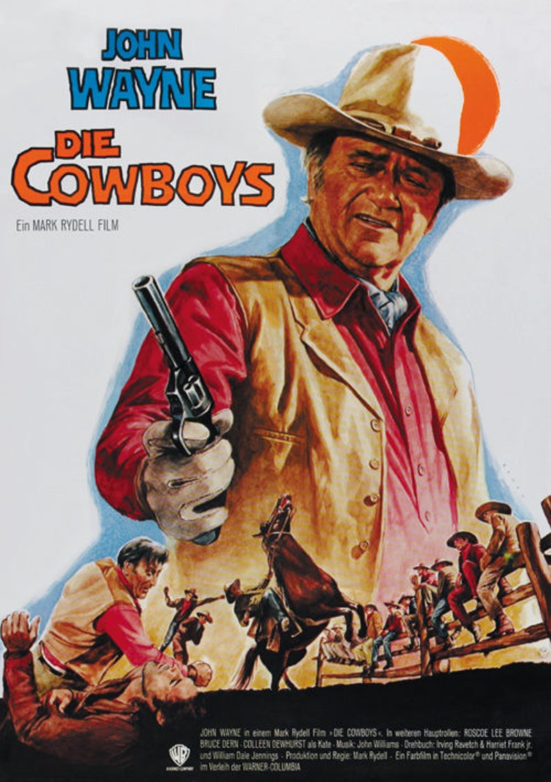 The Cowboys 1972 John Wayne cult western movie poster 18x12 inches approx. reprint image 1