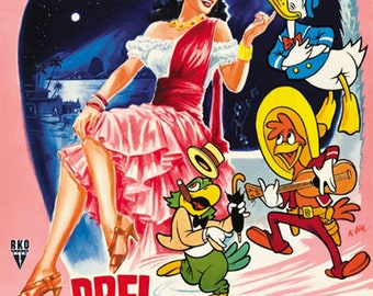 三人の騎士 (1944) ディズニーの漫画映画ポスター復刻版、約