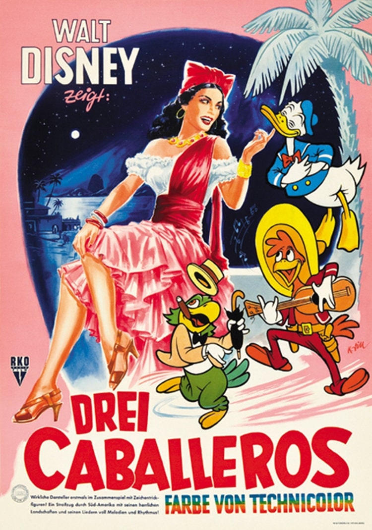 三人の騎士 (1944) ディズニーの漫画映画ポスター復刻版、約18x12