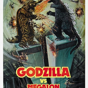 Godzilla versus Megalon Gojira tai Megaro 1973 horror cult movie poster reprint 18x12 inches approx.