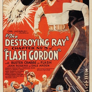 Flash Gordon (1936) Larry Buster Crabbe cult serial movie poster reprint 24x36 inches