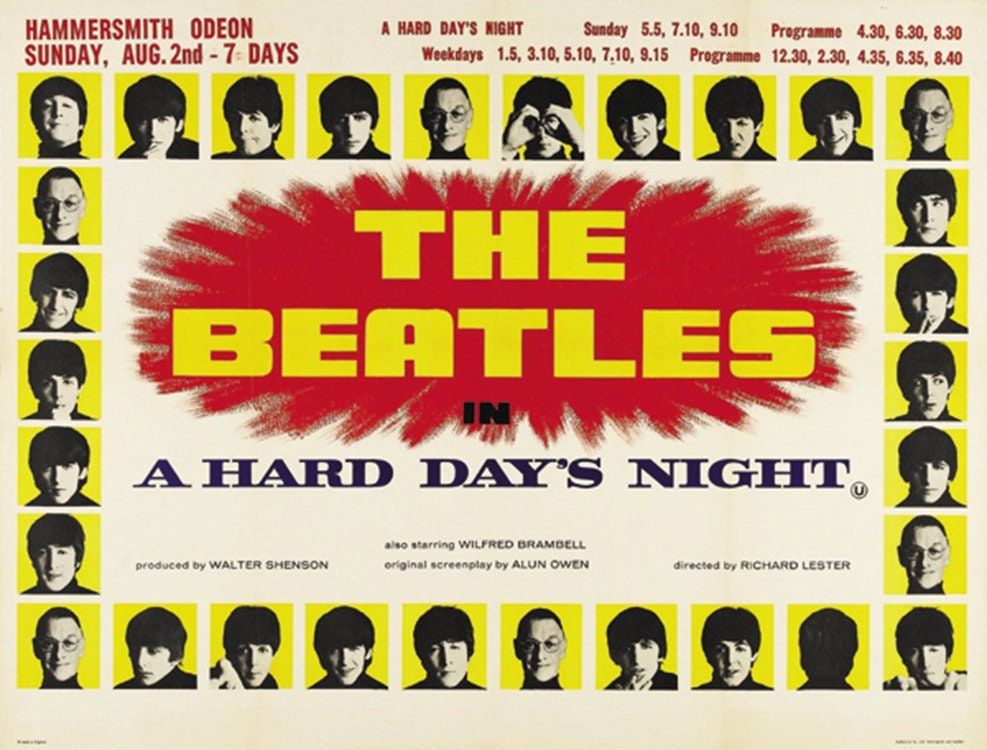 ビートルズポスター「A Hard Day's Night」 A Hard Day's Night 1964the Beatles Vintage Movie Poster