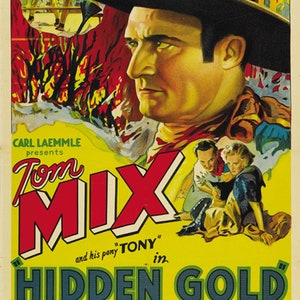 Hidden Gold (1932) Tom Mix Cult Western movie poster reprint  24x36 inches