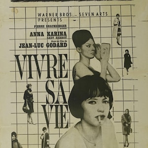Vivre sa vie: Film en douze tableaux (1962) Jean-luc Godard movie poster reprint 18x12 inches approx.