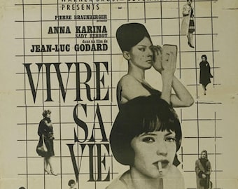 Vivre sa vie: Film en douze tableaux (1962) Jean-luc Godard movie poster reprint 18x12 inches approx.