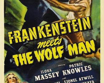 Frankenstein Lon Chaney Horrorfilmposter herdruk ca. 18 x 12 inch.