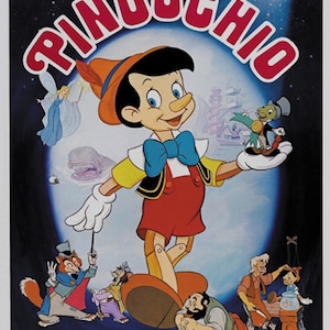 Pinocchio 1940 Vintage Disney movie cartoon poster reprint 18x12 inches approx.