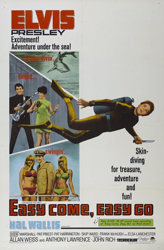 Easy come easy go 1967 Elvis Presley cult movie poster print