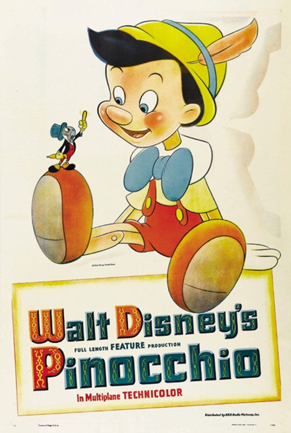 Pinocho 1940 Walt Disney culto película de dibujos animados - Etsy España Pinocho 1940 Walt Disney culto película de dibujos animados - Etsy España