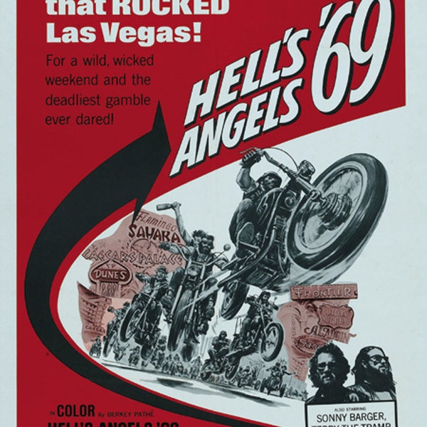 Affiche du film Hell's Angels '69 Tom Stern cult biker réimpression 18x12 pouces environ.