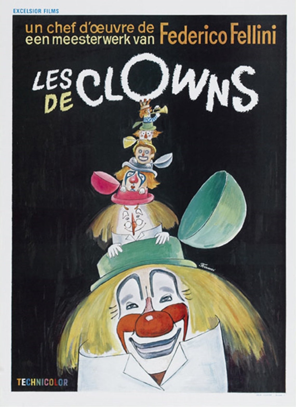 I Clowns 1970 Federico Fellini Cult Movie Poster Reprint 18x12 Inches
