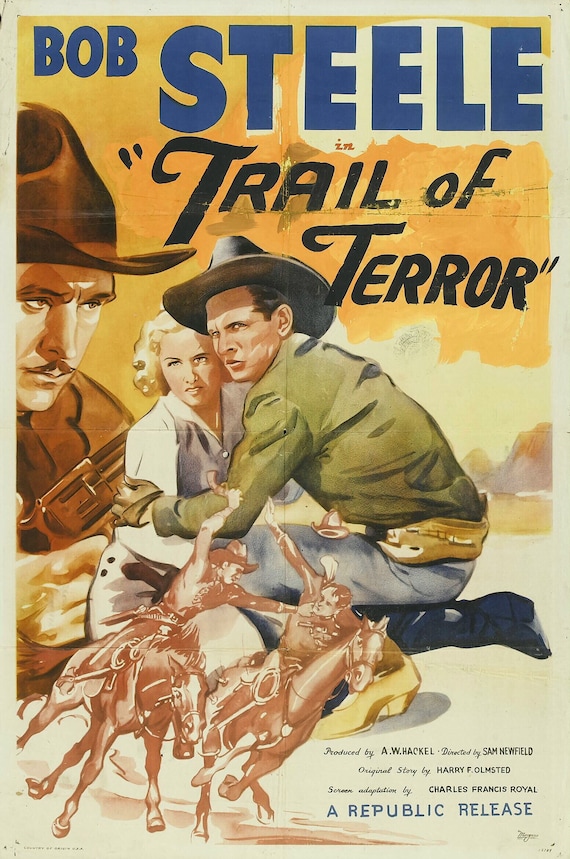 1935 Trail of Terror Bob Steele classic western movie poster print