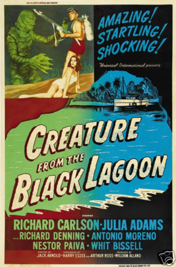 Creature From The Black Lagoon 1954 Cult Horror Movie Poster Etsy