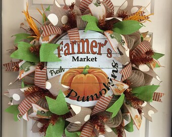 Fall Wreath, Fall Decor,Farmhouse Wreath, Farmhouse Decor, Pumpkin Wreath, Pumpkin Decor, Front Door Wreath, Door Wreath, Wall Wreath